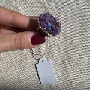 Elegant Purple Gemstone Ring- sterling silver